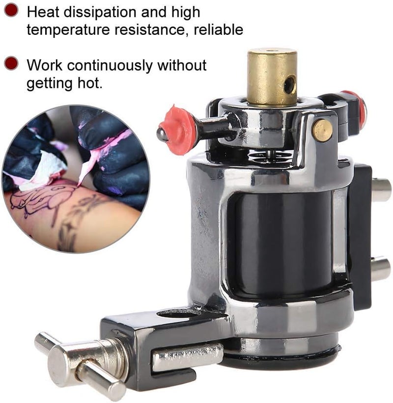 woobles Tattoo Machine Gun Alloy Rotary Shader Liner, Strong Motor Gun Liner Shader Coloring Permanent Makeup Tool for Shader Supply Equipment and Artists(Black) - Image 3